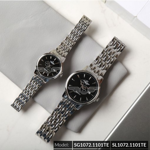 Đồng hồ cặp đôi SRWATCH SR1072.1101TE đen cao cấp
